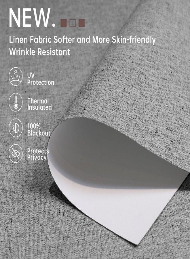 Allbright Linen Roller Shades with Wand Rod, Cordless Fabric Roller Blinds with Thermal Insulated, 100% Blackout Window Shades for Home, Office, Bedroom, Grey, 14" W x 64" H - Image 3